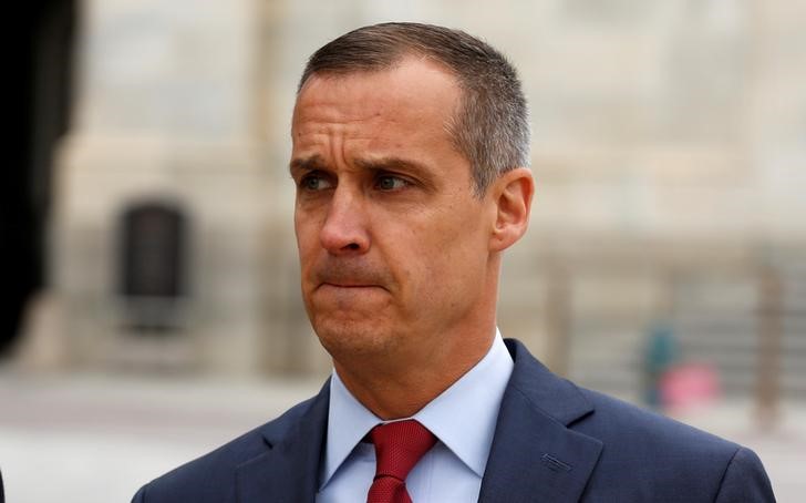 © Reuters. Former Trump campaign manager Corey Lewandowski departs after appearing before the House Intelligence Committee on Capitol Hill in Washington