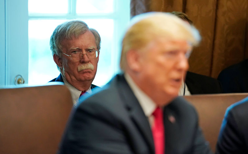 © Reuters. White House National Security Advisor Bolton listens during cabinet meeting at the White House in Washington
