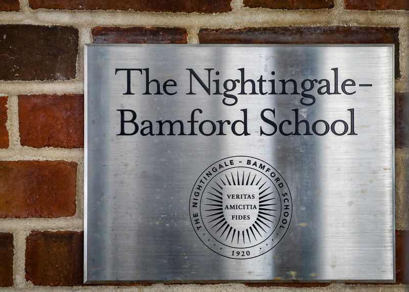 © Reuters. A plaque is seen in the entrance way to the Nightingale-Bamford School, an independent K-12 girls' school, in New York