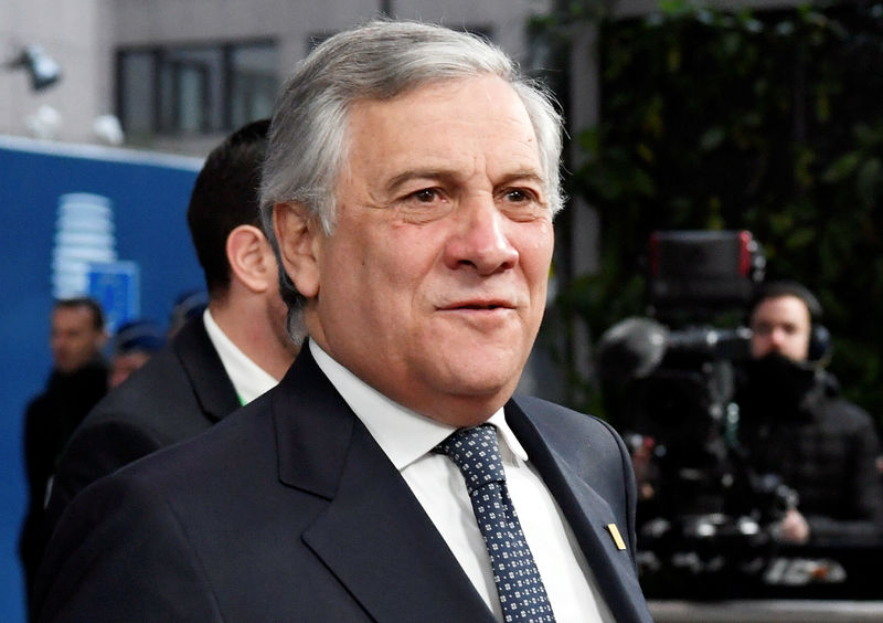 © Reuters. Il presidente del parlamento europeo Antonio Tajani