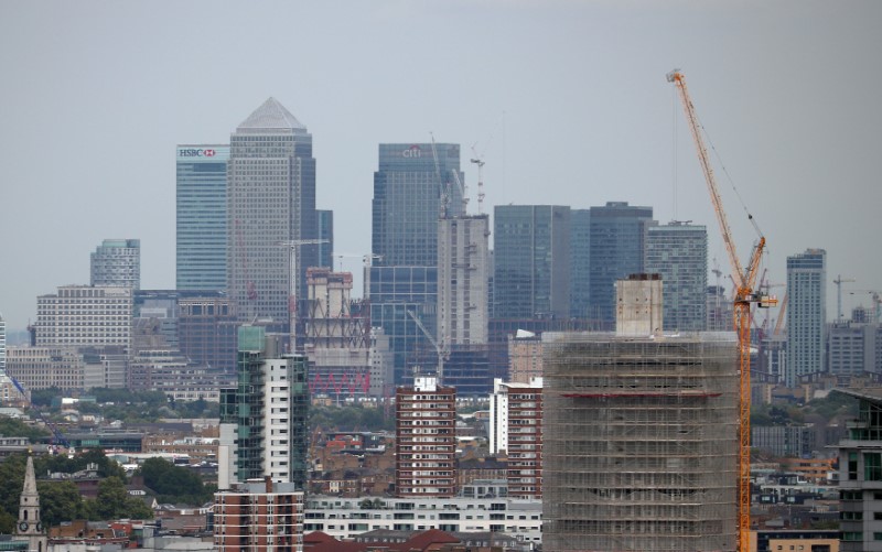 © Reuters. FILE PHOTO: The Canary Wharf financial district is seen from the Broadway development in central London