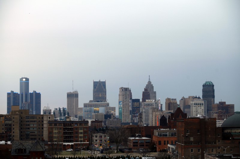 © Reuters. The Detroit skyline is seen from the north side of the city in Michigan
