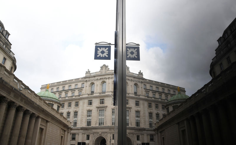 © Reuters. FILE PHOTO:  Royal Bank of Scotland signs are seen at a branch of the bank, in London