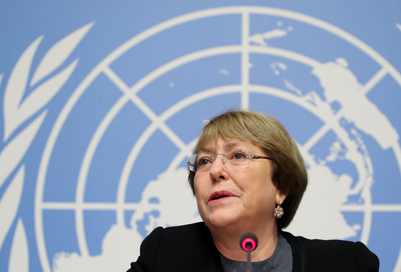 © Reuters. A alta comissária das Nações Unidas para os Direitos Humanos, Michelle Bachelet, durante coletiva de imprensa em Genebra, na Suíça