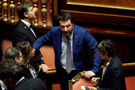 © Reuters. Matteo Salvini in parlamento