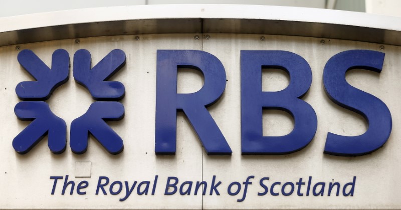 © Reuters. FILE PHOTO:  The logo of Royal Bank of Scotland is seen at office building in Zurich