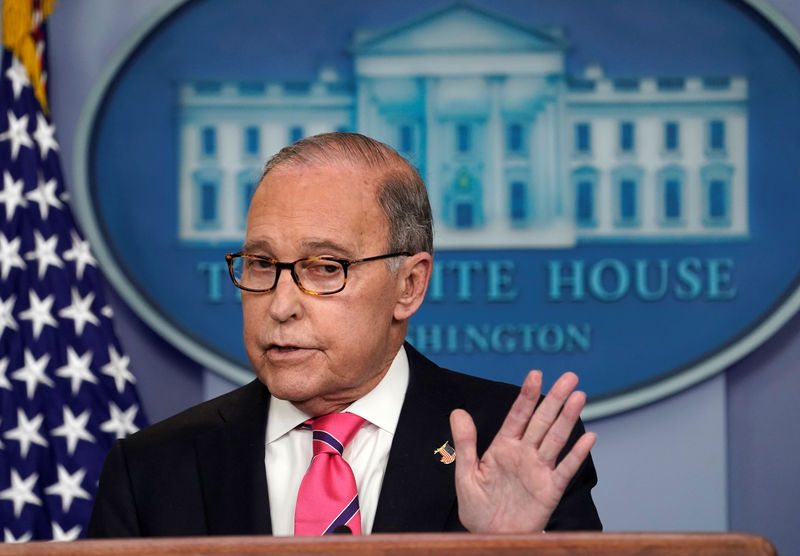 © Reuters. Larry Kudlow durante coletiva de imprensa na Casa Branca, em Washington, Estados Unidos