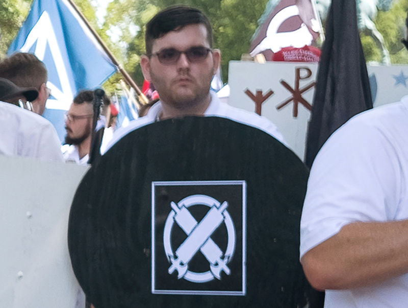 © Reuters. FILE PHOTO: James Alex Fields Jr. is seen participating in Unite The Right rally before his arrest in Charlottesville