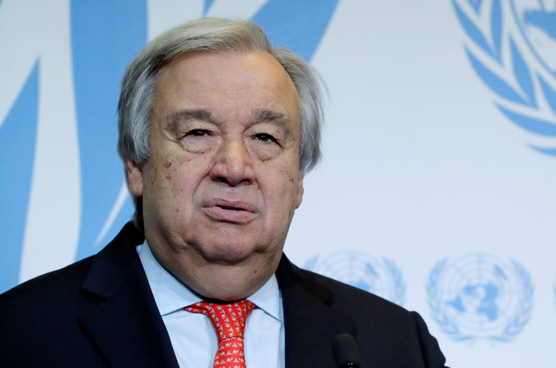 © Reuters. FILE PHOTO: UN Secretary-General Guterres delivers speech on disarmament and denuclearisation