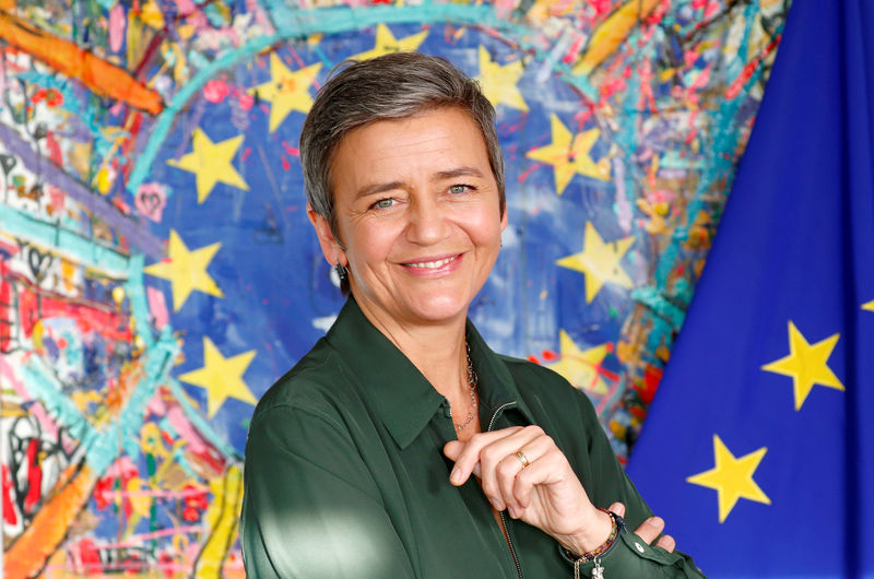 © Reuters. EU Competition Commissioner Margrethe Vestager poses after an interview with Reuters at the EU Commission headquarters in Brussels