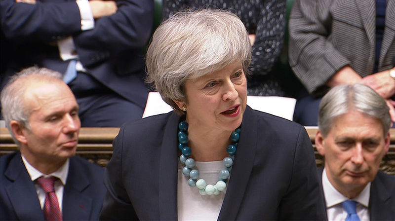 © Reuters. Theresa May faz discurso no Parlamento