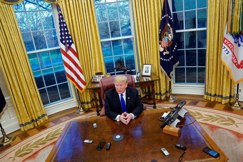 © Reuters. U.S. President Trump sits for exclusive interview with Reuters in Oval Office at White House in Washington