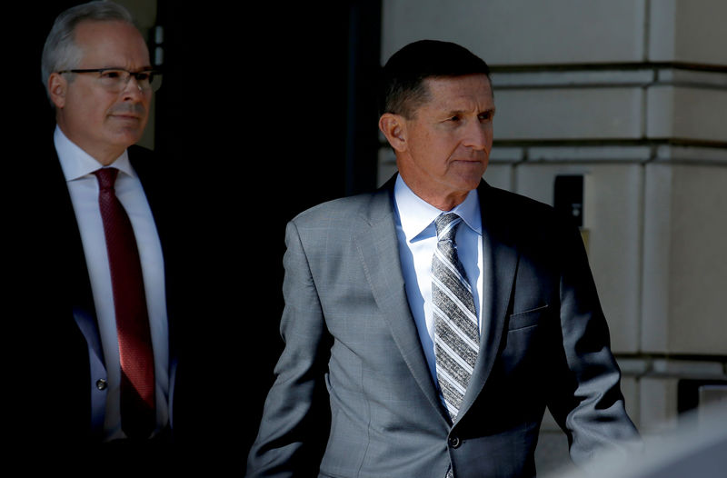 © Reuters. FILE PHOTO: Former U.S. National Security Adviser Michael Flynn departs after a plea hearing at U.S. District Court, in Washington