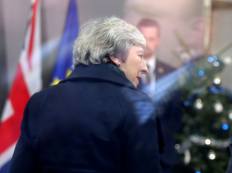 © Reuters. British Prime Minister Theresa May arrives for a meeting with European Council President Donald Tusk at the EU Council headquarters in Brussels