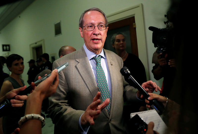 © Reuters. House Judiciary Committee Chairman Bob Goodlatte (R-VA) answers questions from news media before the arrival of FBI lawyer Lisa Page for her transcribed interview with the House Judiciary and Oversight Committees in Washington