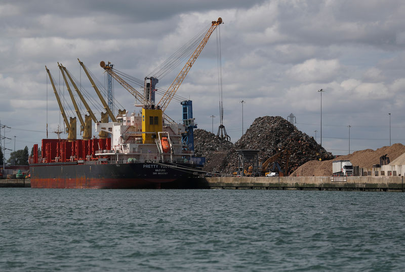 © Reuters. Material for recycling is seen on the dock at the ABP port in Southampton