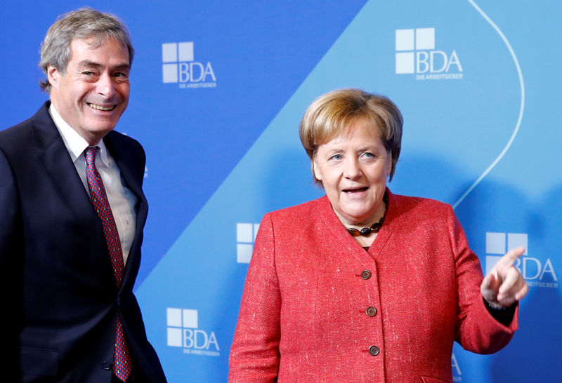 © Reuters. German Chancellor Merkel attends the German Employers' Day in Berlin