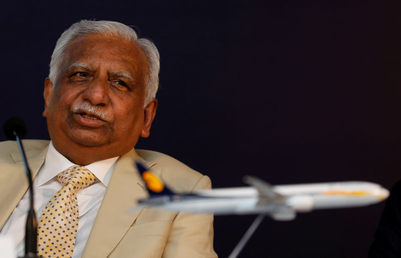 © Reuters. FILE PHOTO: Naresh Goyal, Chairman of Jet Airways speaks during a news conference in Mumbai