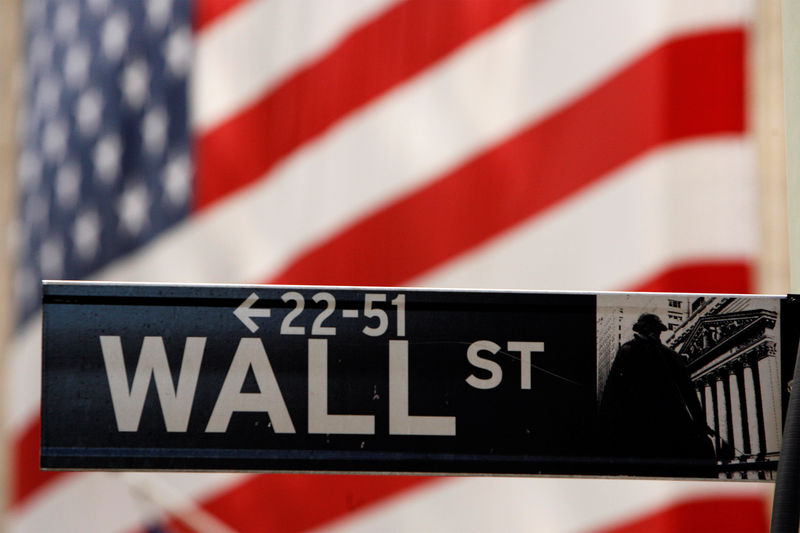 © Reuters. FILE PHOTO: Wall St. sign is seen outside NYSE in New York
