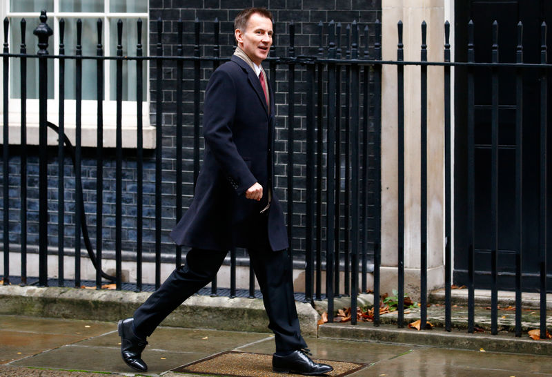 © Reuters. El secretario de Relaciones Exteriores de Reino Unido, Jeremy Hunt, llega a Downing Street en Londres
