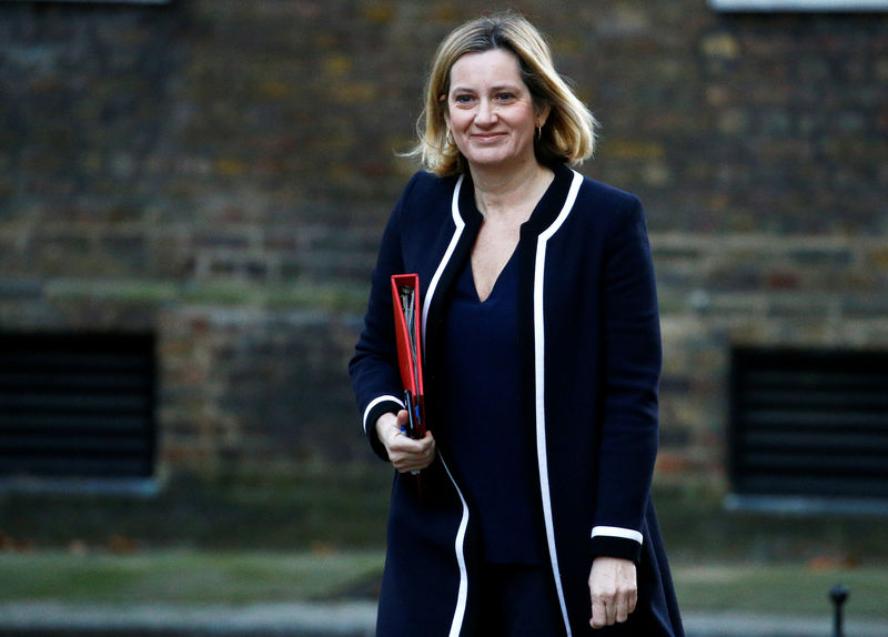 © Reuters. Britain's Secretary of State for Work and Pensions, Amber Rudd arrives in Downing Street, London