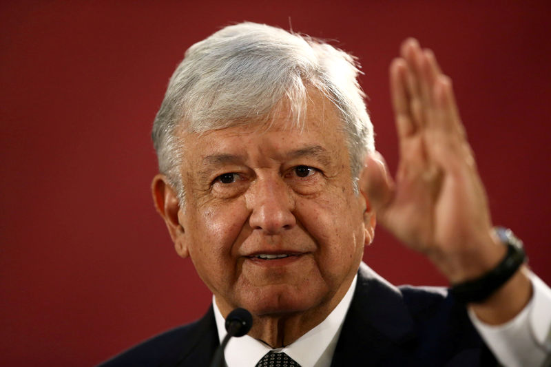 © Reuters. FILE PHOTO: Mexico's new President Andres Manuel Lopez Obrador speaks as he holds a news conference at National Palace in Mexico City