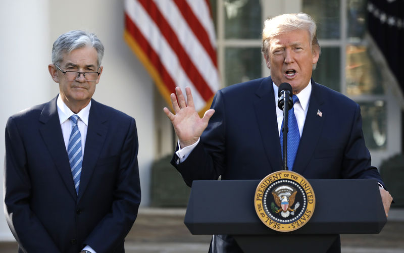 © Reuters. U.S. President Donald Trump announces Powell as nominee to become chairman of the Federal Reserve in the Rose Garden at the White House in Washington