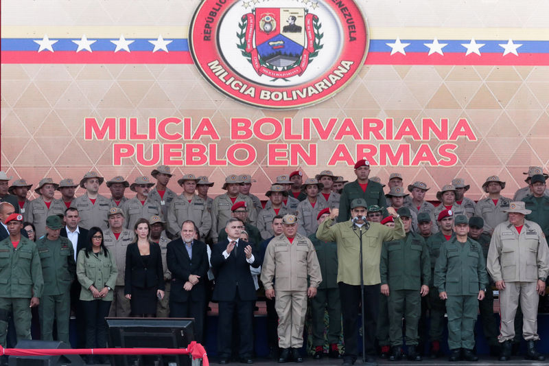 © Reuters. Presidente da Venezuela, Nicolás Maduro, discursa em evento da Milícia Nacional Bolivariana