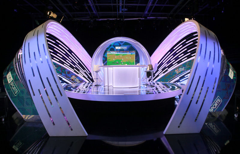 © Reuters. A view of the beIN Sports studio that will be hosting the 2022 FIFA World Cup is seen in Doha