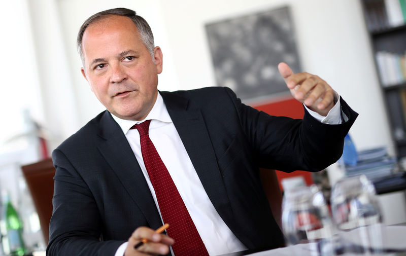 © Reuters. FILE PHOTO: Benoit Coeure, board member of the European Central Bank (ECB), is photographed during an interview with Reuters journalists at the ECB headquarters in Frankfurt