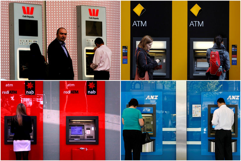 © Reuters. FILE PHOTO: FILE PHOTO - A combination of photographs shows people using automated teller machines (ATMs) at Australia's "Big Four" banks