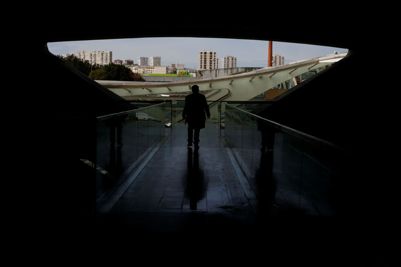 © Reuters. A person is seen in Orient Station terminal, in Lisbon