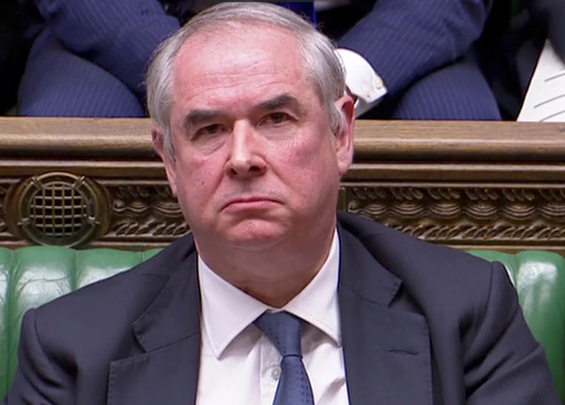 © Reuters. Britain's Attorney General Geoffrey Cox listens in Parliament in London