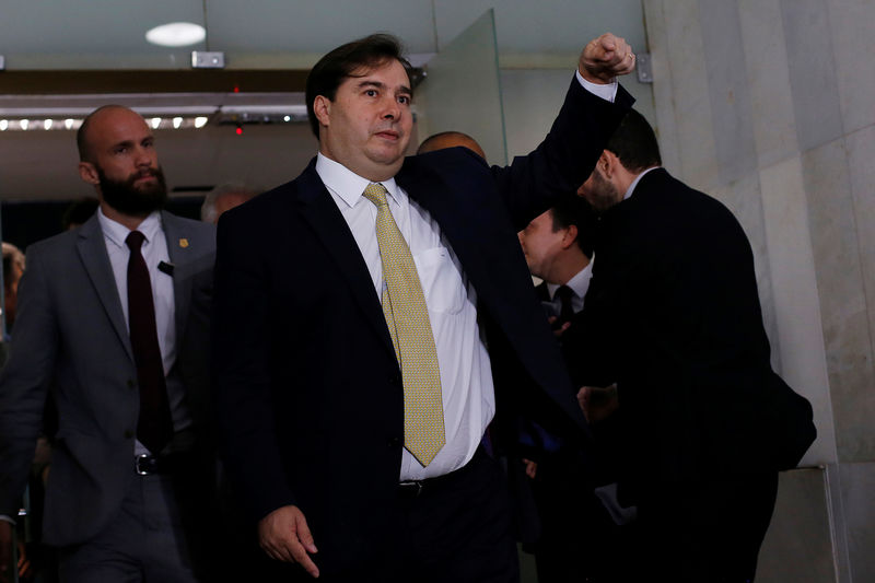 © Reuters. Presidente da Câmara dos Deputados, Rodrigo Maia, após reunião no Congresso Nacional