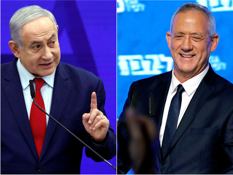© Reuters. FOTO DE ARCHIVO: Una foto combinada muestra al Primer Ministro israelí Benjamin Netanyahu en Ramat Gan, cerca de Tel Aviv, Israel, el 10 de septiembre de 2019 y a Benny Gantz, jefe del partido Azul y Blanco en Tel Aviv