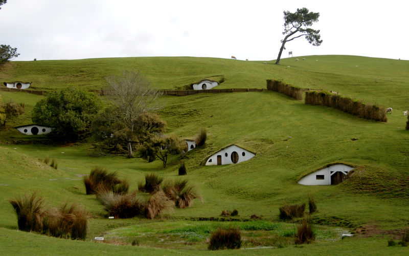 © Reuters. FILE PHOTO: The remains of the Hobbiton movie set from the film the Lord of the Rings at the town of Matamata