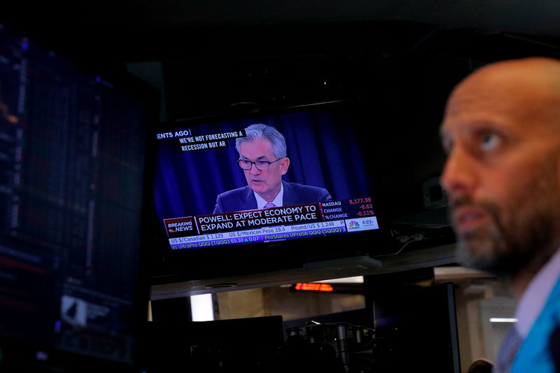 © Reuters. ダウ36ドル高、ＦＯＭＣ0.25％利下げ　先行き見通せず