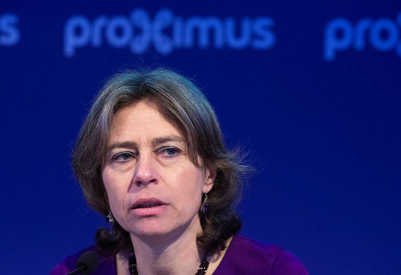 © Reuters. FILE PHOTO: Belgian telecoms group Proximus CEO Dominique Leroy presents the company's 2015 results during a news conference in Brussels