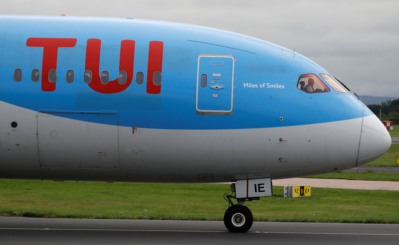 © Reuters. TUI Boeing 787-8 Dreamliner  aircraft prepares to take off from Manchester Airport in Manchester