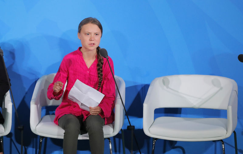 © Reuters. CLIMAT: GRETA THUNBERG APOSTROPHE LES DIRIGEANTS MONDIAUX A L'ONU