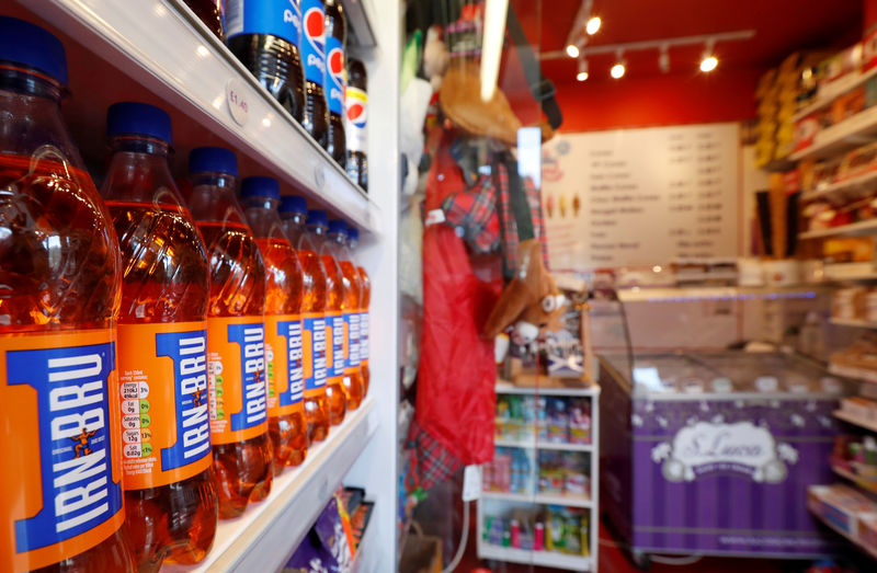 © Reuters. FILE PHOTO: Irn Bru is seen on the shelves of Scotch Corner in Pitlochry, Scotland