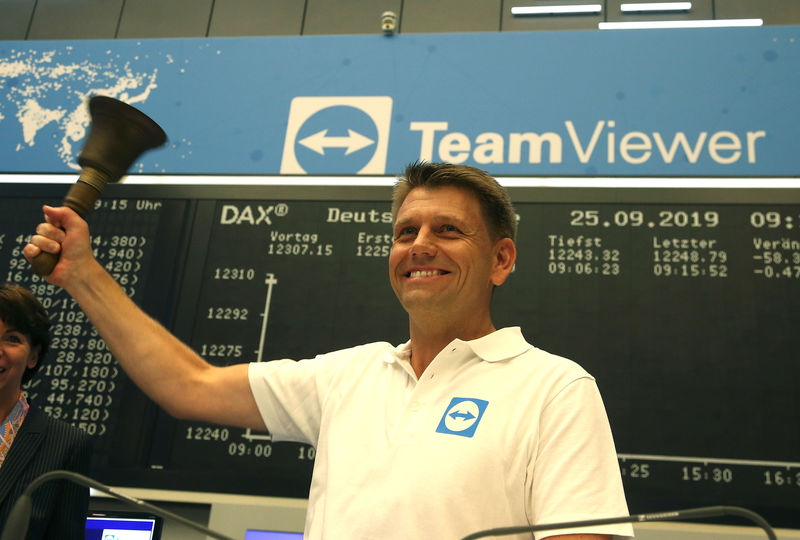 © Reuters. First day of trading of TeamViewer AG in Frankfurt