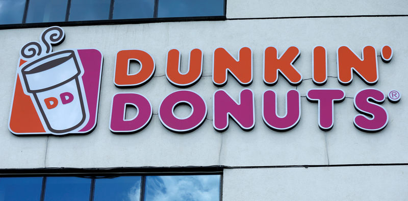 © Reuters. FILE PHOTO: Logo of Dunkin' Donuts is on display in Tbilisi