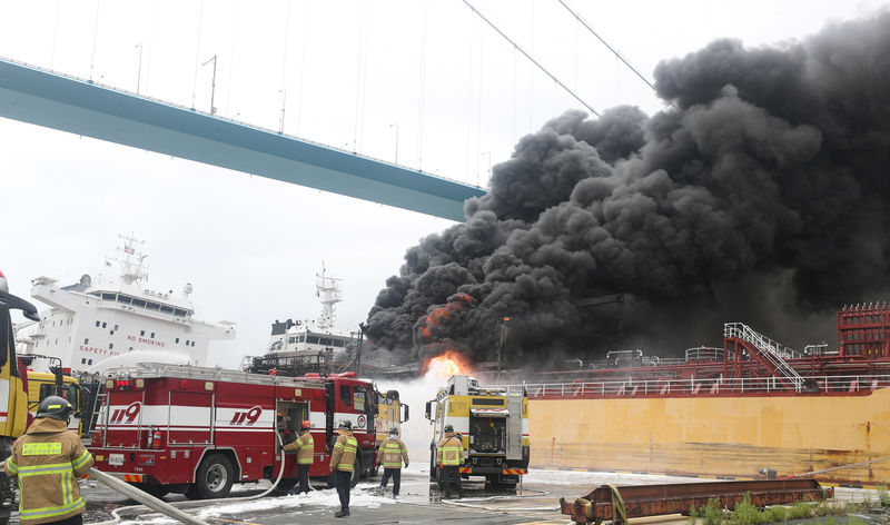 Fire on oil tankers at South Korean port injures ten