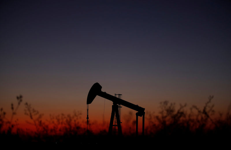 © Reuters. FILE PHOTO: An oil pump is seen just after sunset outside Saint-Fiacre