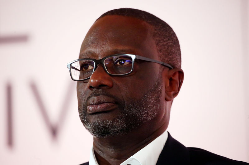© Reuters. FILE PHOTO: Swiss bank Credit Suisse CEO Thiam waits for a news conference after the Swiss Global Digital Summit in Geneva