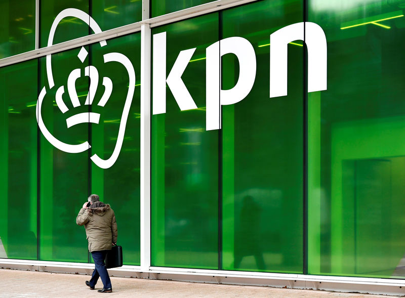 © Reuters. KPN logo is seen at its headquarters in Rotterdam