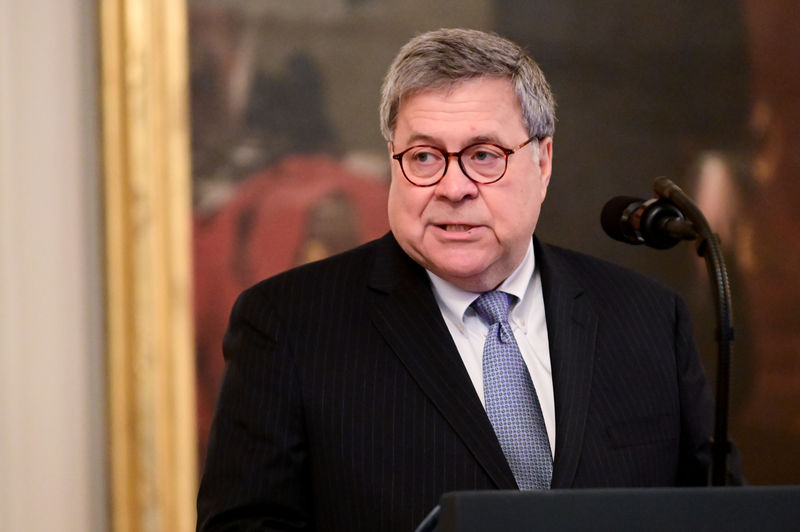 © Reuters. Barr speaks at White House Medal of Valor and heroic commendations ceremony