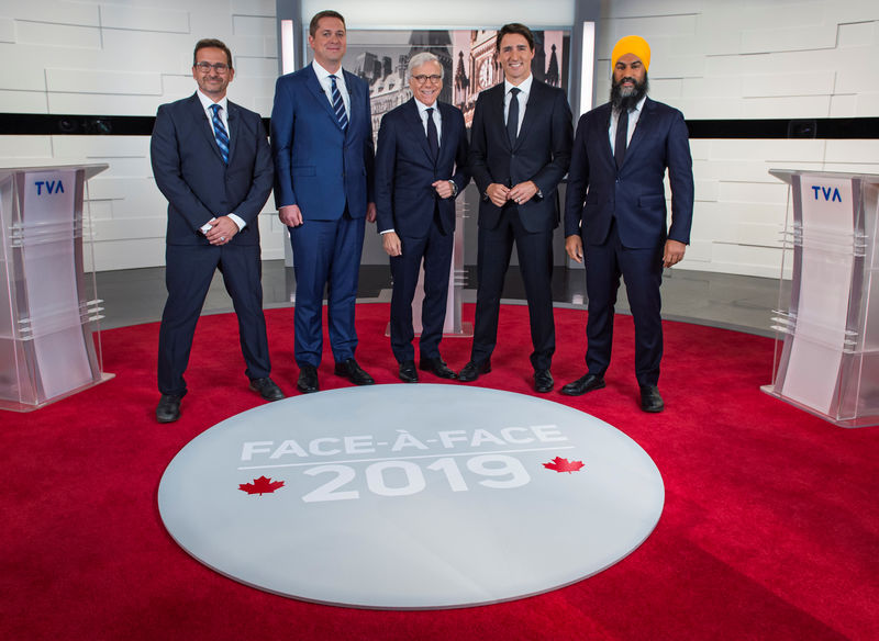 © Reuters. Canadian party leaders pose before French language debate