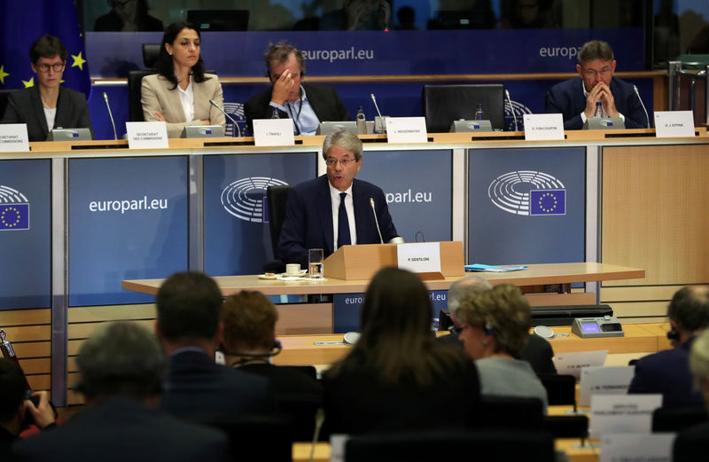 © Reuters. European Economy Commissioner-designate Paolo Gentiloni of Italy attends his hearing before the European Parliament in Brussels